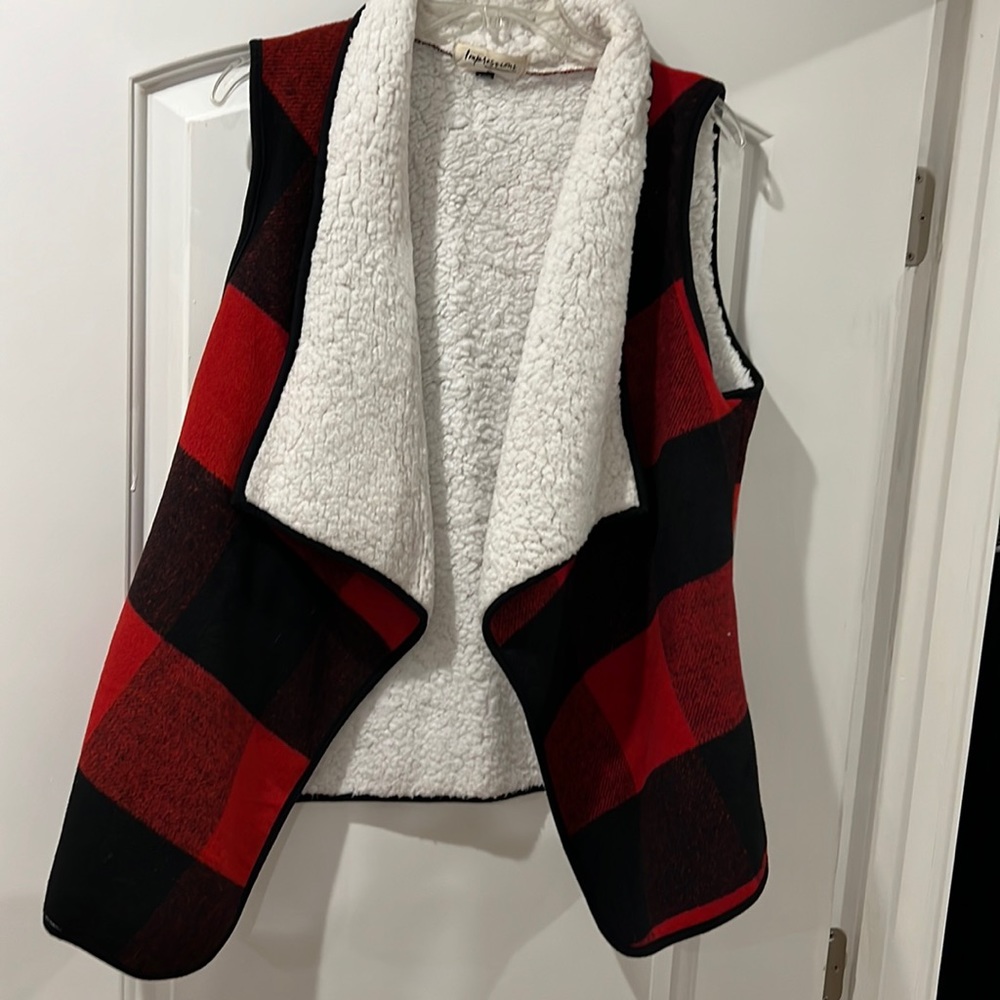 Buffalo plaid furry vest